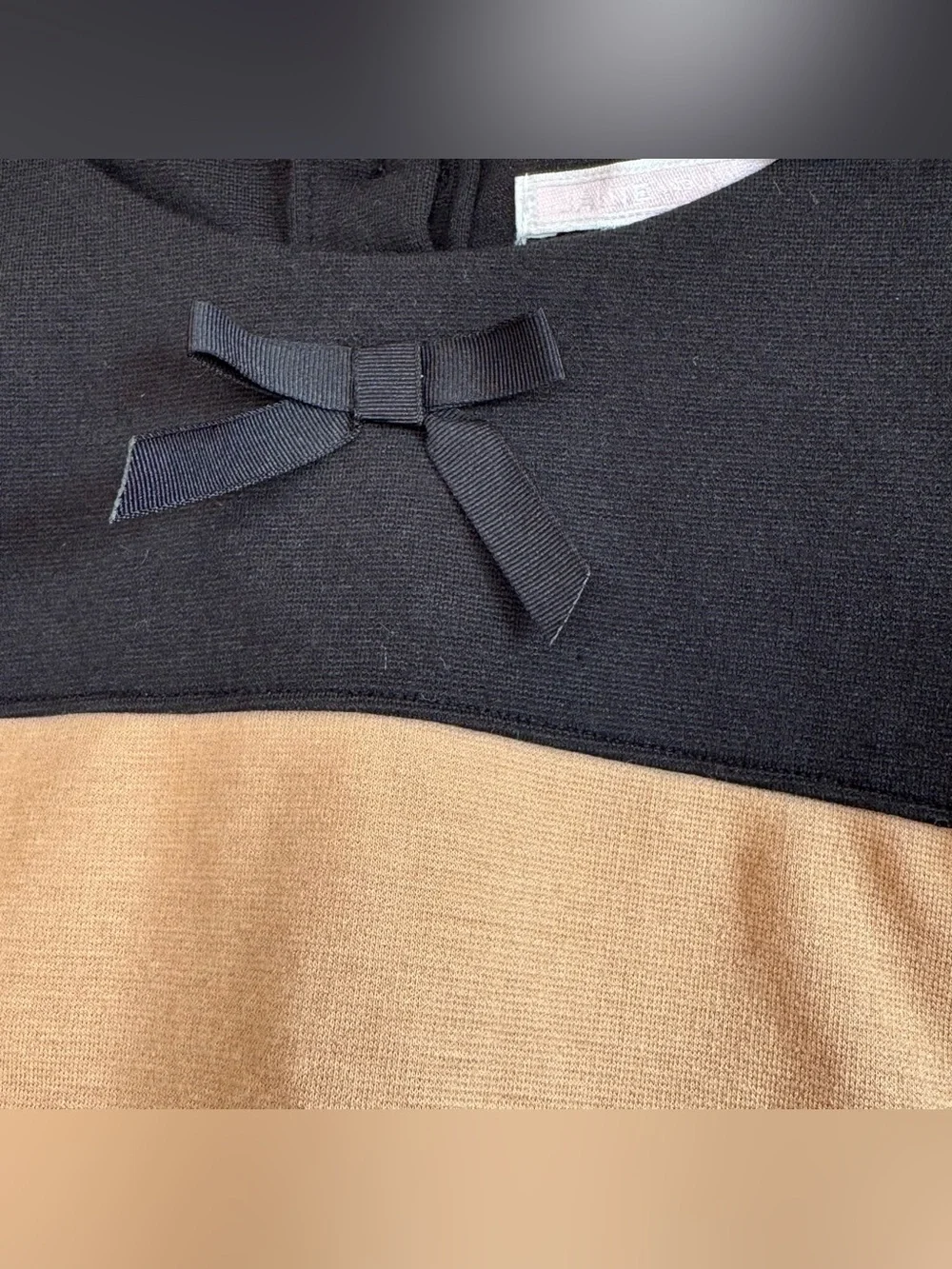 Janie and Jack Tan & Black Color Block Striped Dress w Bow Set w Bloomers 3-6 Mo